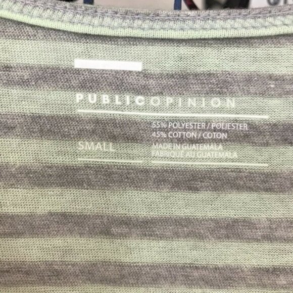 Public Opinion Muscle Tank Top Gray Green Stripe - Picture 6 of 7